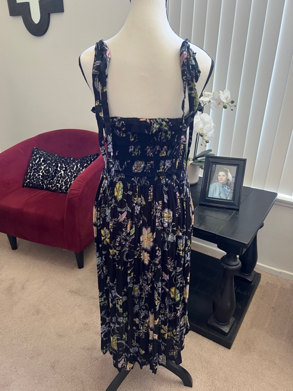 Free People Black Floral Smocked Maxi Dress - Picture 6 of 9